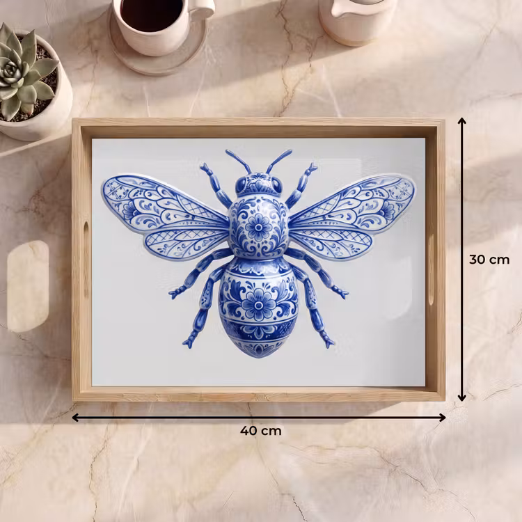 Tablett - Biene - Modern - Delft - Blau — 7