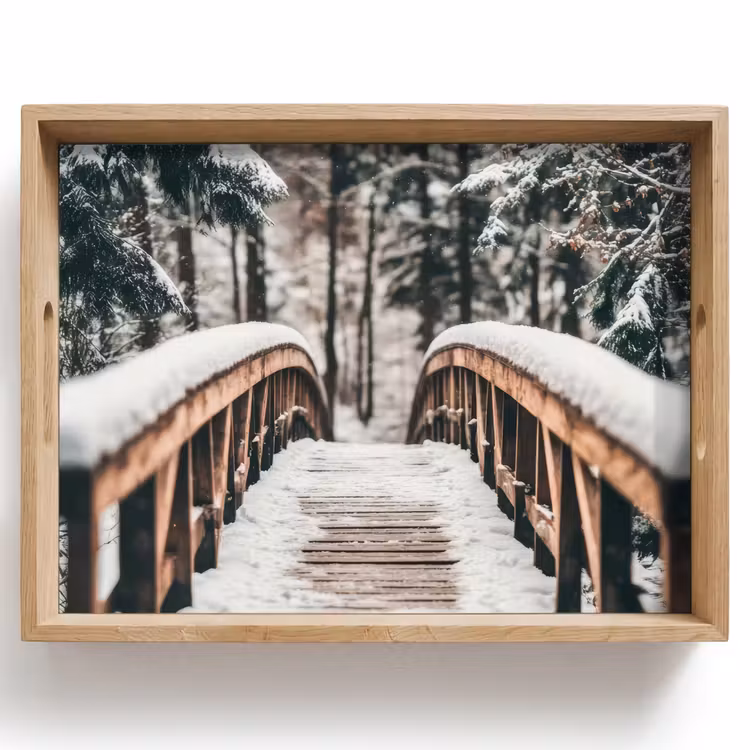 Tablett - Brücke - Winterlandschaft - Wald - Natur - Schnee — 1