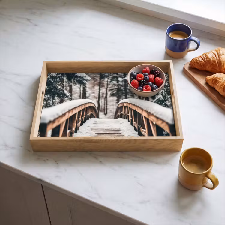 Tablett - Brücke - Winterlandschaft - Wald - Natur - Schnee — 3