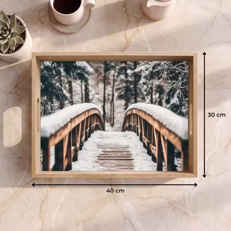 Tablett - Brücke - Winterlandschaft - Wald - Natur - Schnee — 7
