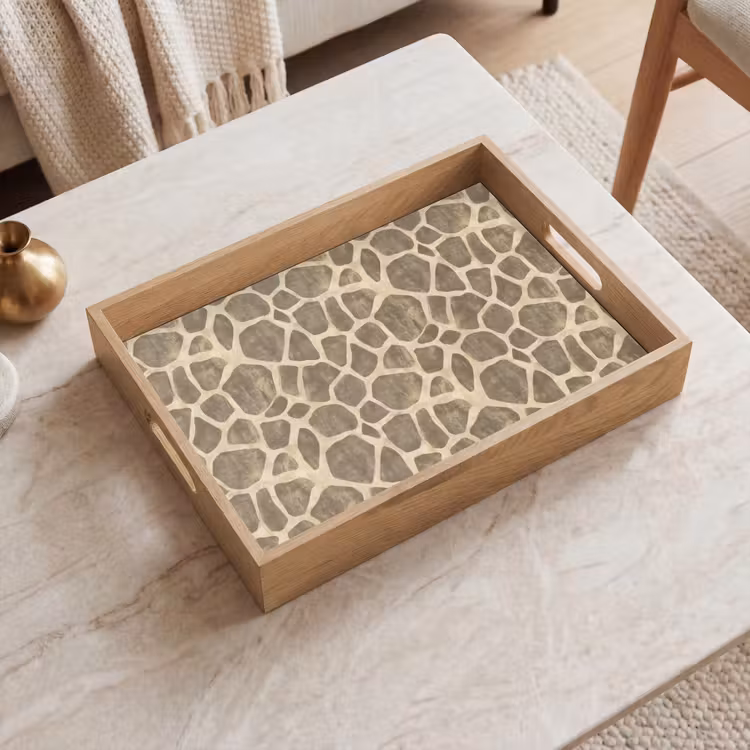 Tablett - Giraffe - Muster - Beige - Braun — 2
