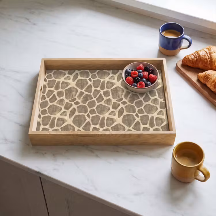 Tablett - Giraffe - Muster - Beige - Braun — 3