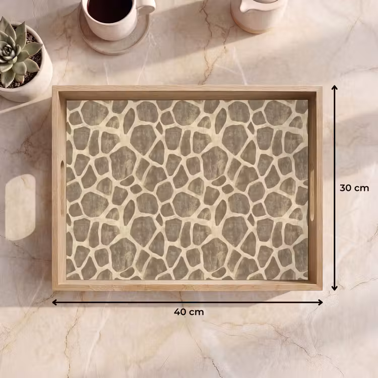 Tablett - Giraffe - Muster - Beige - Braun — 7