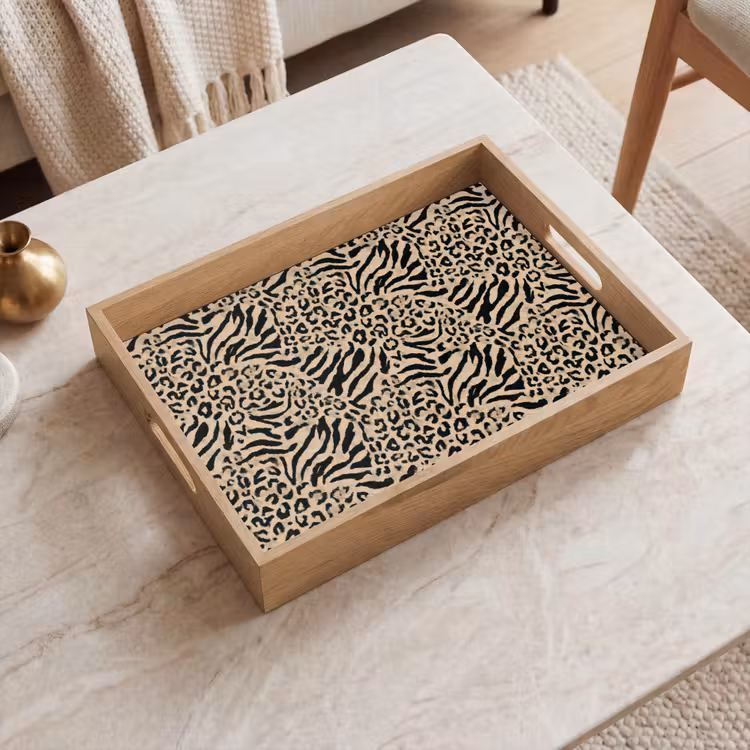 Tablett - Giraffe - Zebra - Motiv - Braun — 2
