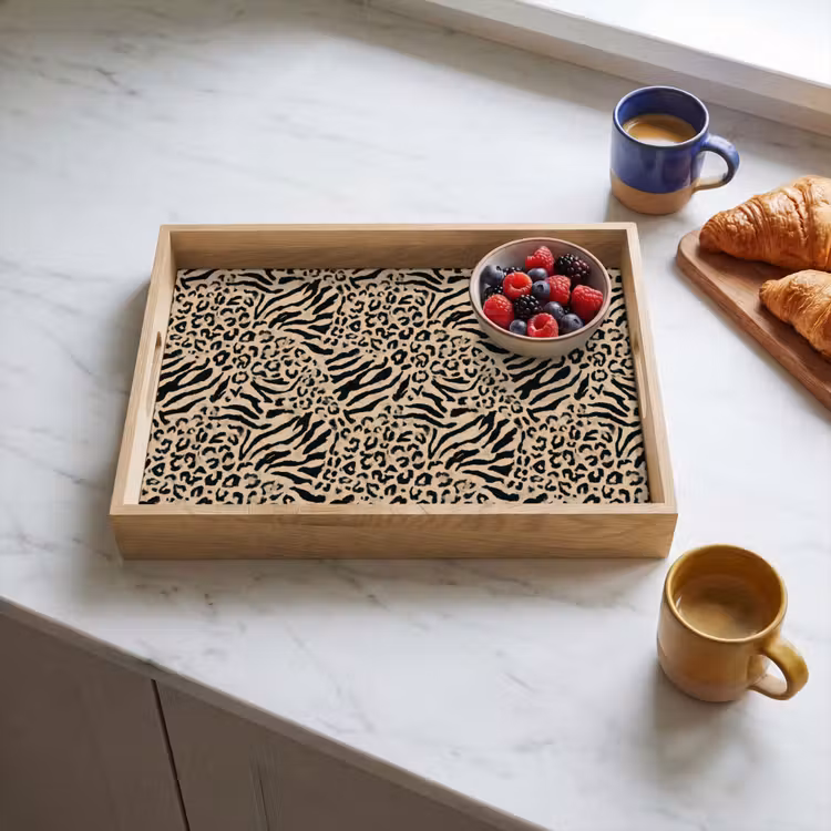 Tablett - Giraffe - Zebra - Motiv - Braun — 3