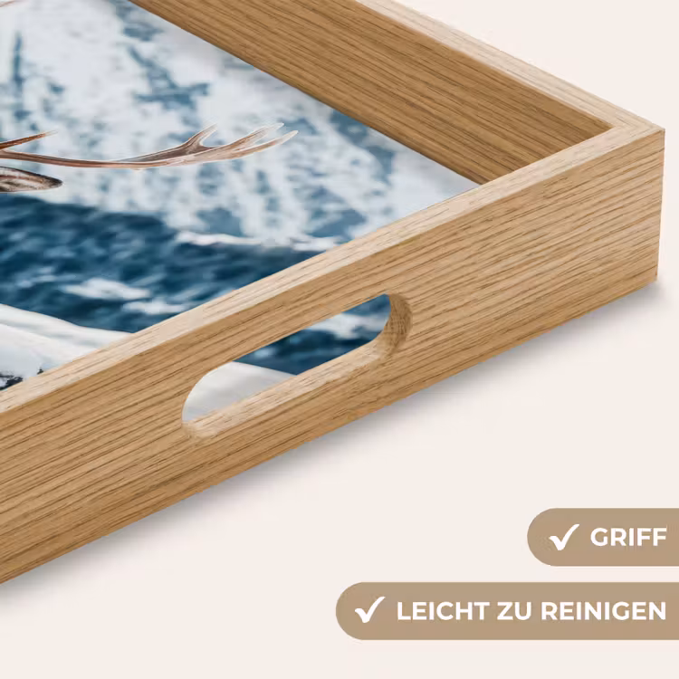 Tablett - Hirsche - Landschaft - Winter - Natur - Tiere - Berge — 8