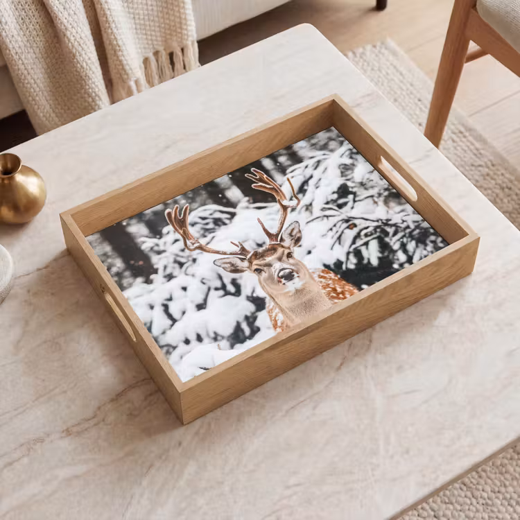 Tablett - Hirsche - Schnee - Winter - Wald - Tiere — 2