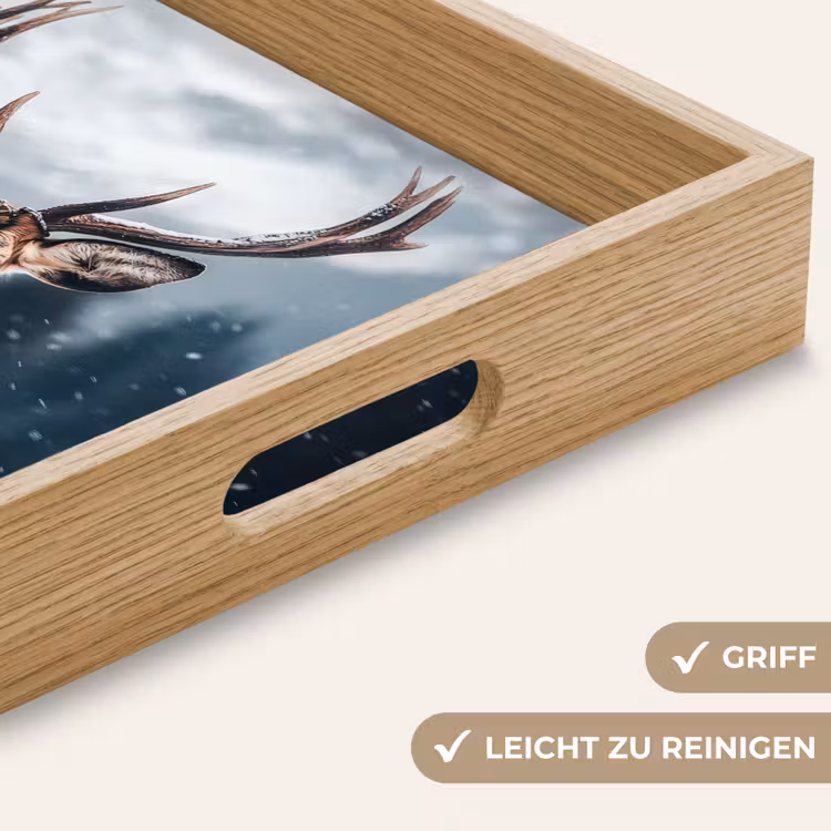 Tablett - Hirsche - Tiere - Landschaft - Winter - Schnee — 8