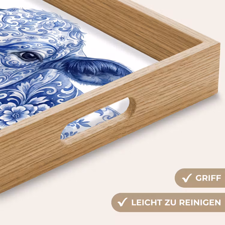 Tablett - Illustration - Kuh - Blau — 8