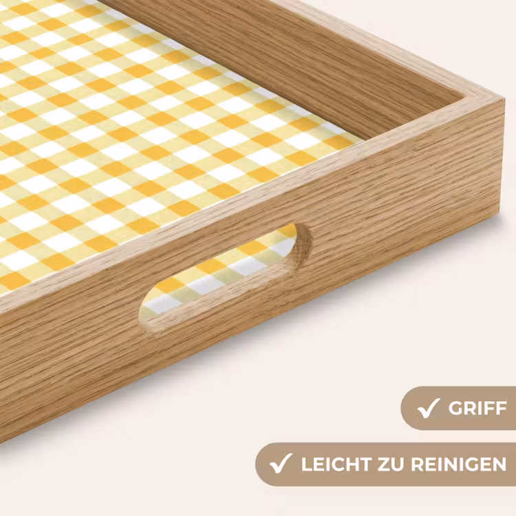 Tablett - Karomuster – Gingham – Klassisch – Gelb und Weiß — 8