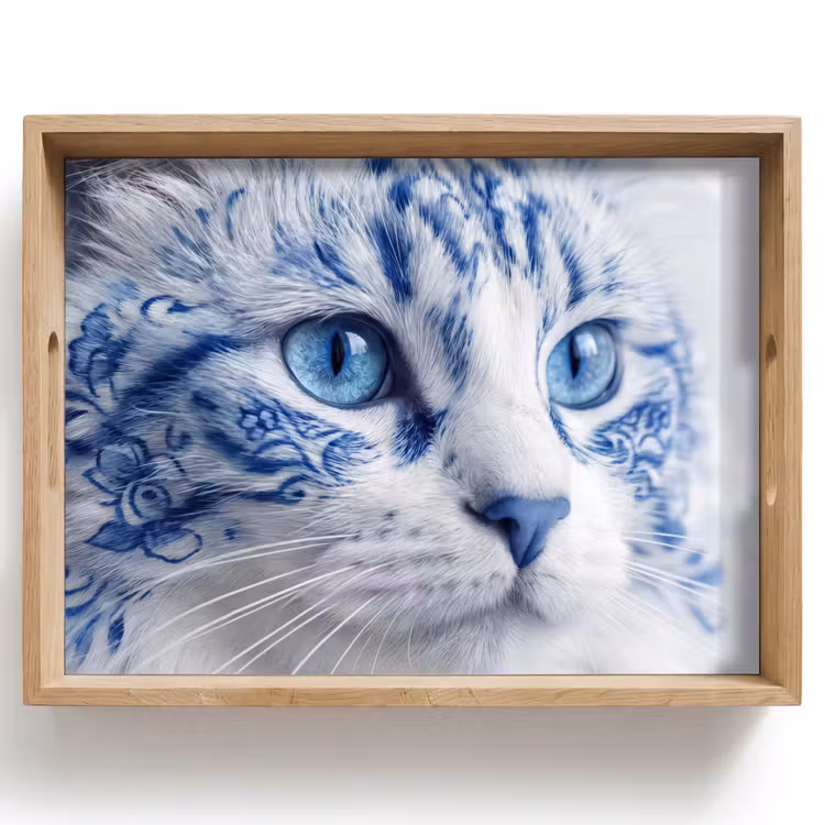 Tablett - Katze - Muster - Blau — 1