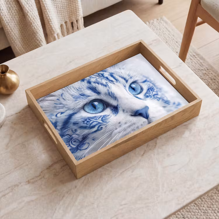 Tablett - Katze - Muster - Blau — 2