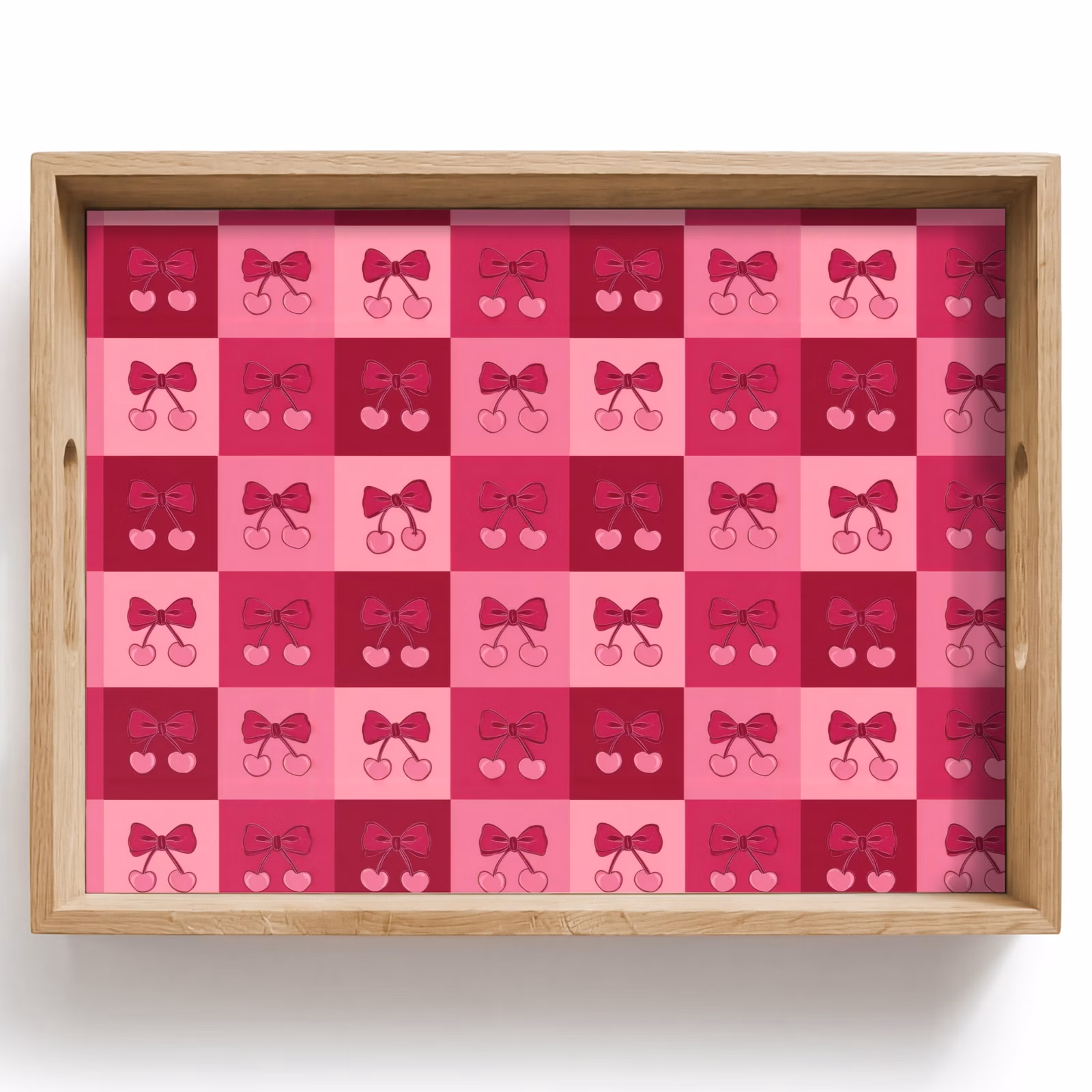 Tablett - Kersen - Strikjes - Speels - Roze - Bordeaux — 1