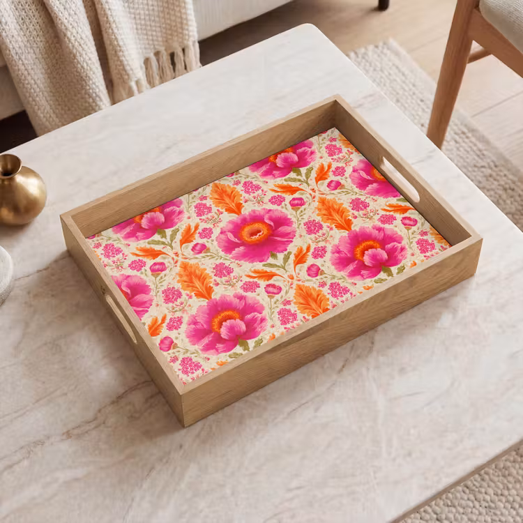Tablett - Bloemen - Barok - Roze en Oranje — 2
