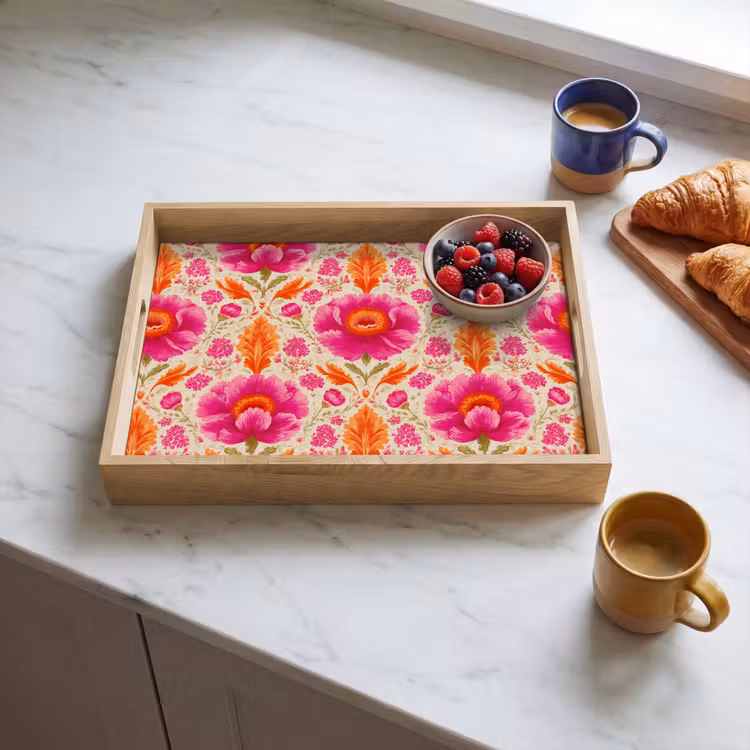 Tablett - Bloemen - Barok - Roze en Oranje — 3