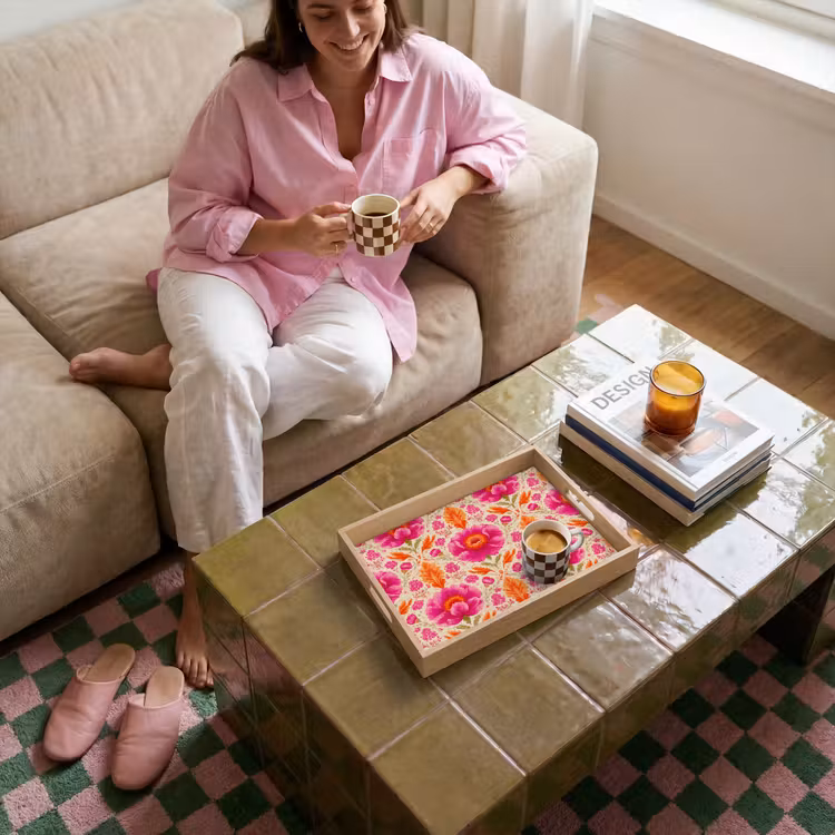 Tablett - Bloemen - Barok - Roze en Oranje — 4
