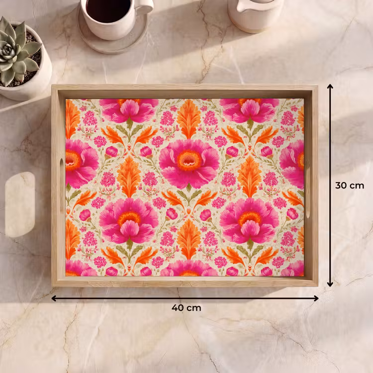 Tablett - Bloemen - Barok - Roze en Oranje — 7