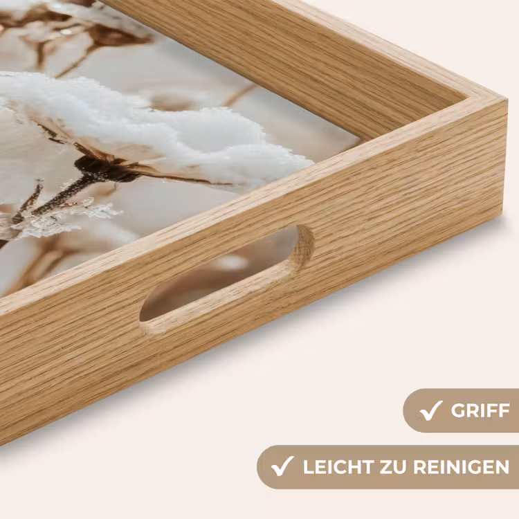 Tablett - Blumen - Winter - Weiß - Schnee - Beige — 8