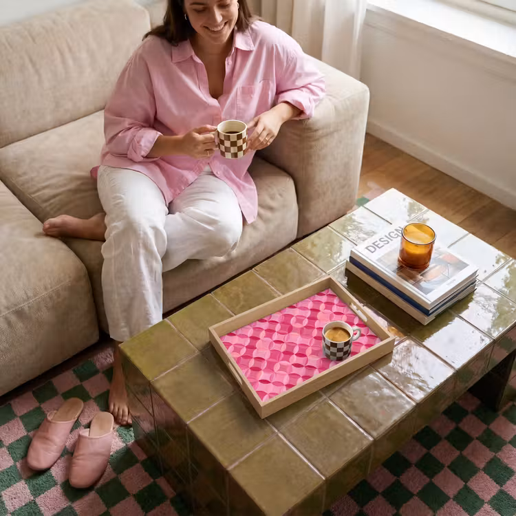 Tablett - Geometrisch - Mozaïek - Modern - Roze — 4