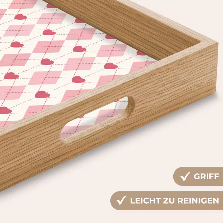 Tablett - Hartjes - Ruiten - Klassiek - Roze - Wit — 8