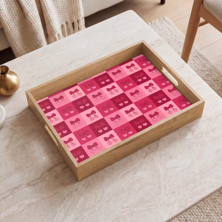 Tablett - Kersen - Strikjes - Speels - Roze - Bordeaux — 2