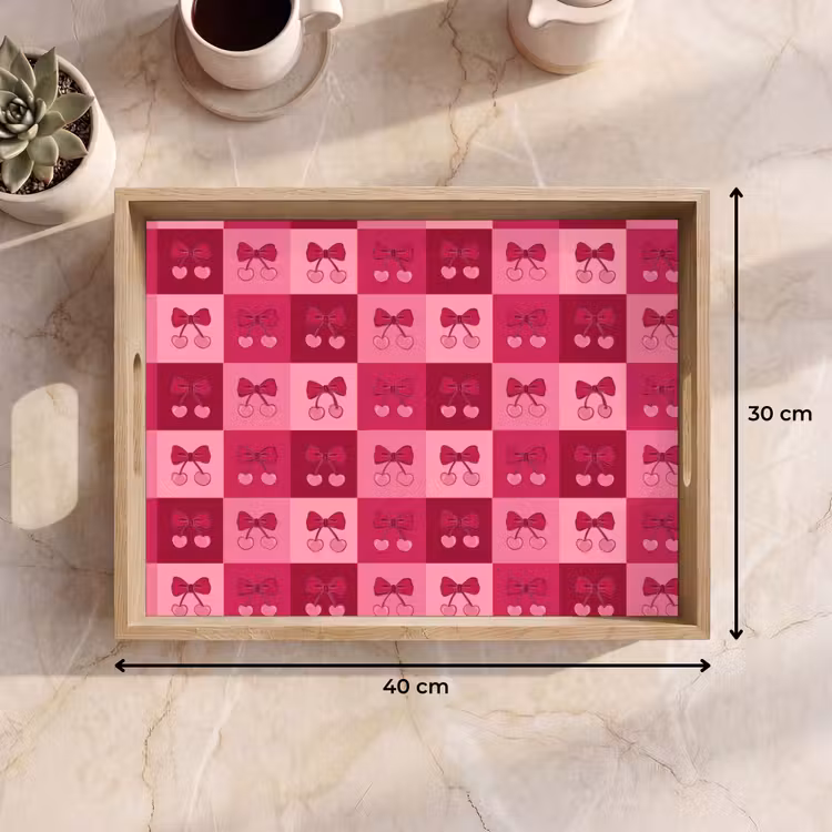 Tablett - Kersen - Strikjes - Speels - Roze - Bordeaux — 7
