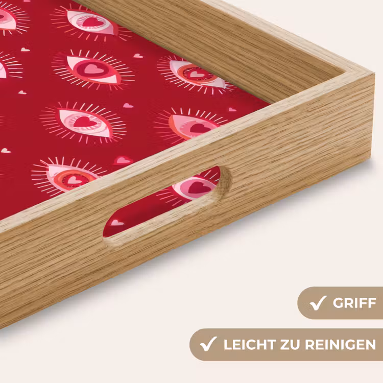 Tablett - Ogen - Patroon - Handgetekend - Donkerrood — 8