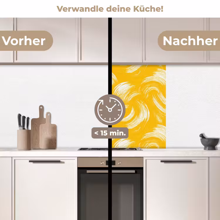 Küchen rückwand - Farbauftrag – Abstrakt – Dynamisch – Gelb — 2