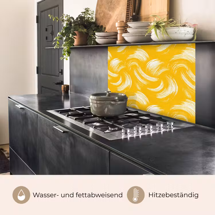 Küchen rückwand - Farbauftrag – Abstrakt – Dynamisch – Gelb — 4