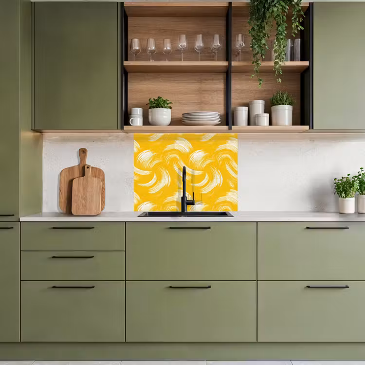 Küchen rückwand - Farbauftrag – Abstrakt – Dynamisch – Gelb — 7