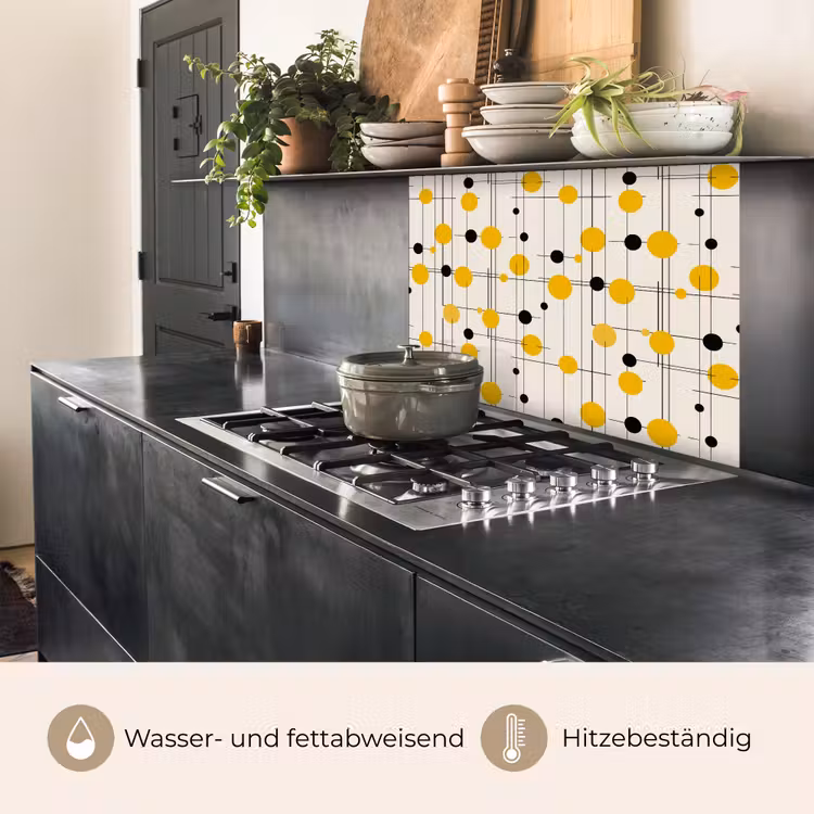 Küchen rückwand - Geometrisch – Retro – Linien – Ockergelb – Schwarz — 4