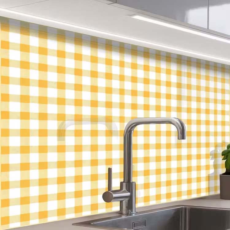 Küchen rückwand - Karomuster – Gingham – Klassisch – Gelb und Weiß — 1