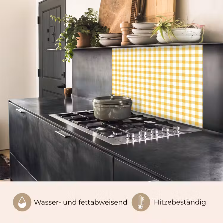 Küchen rückwand - Karomuster – Gingham – Klassisch – Gelb und Weiß — 4