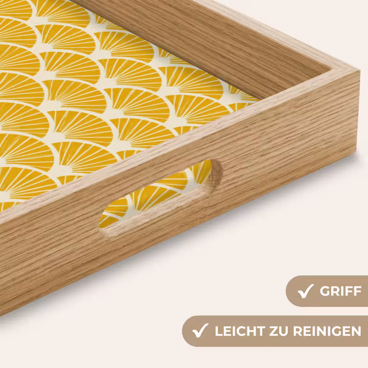 Tablett - Fächer – Art Déco – Retro – Ockergelb — 8