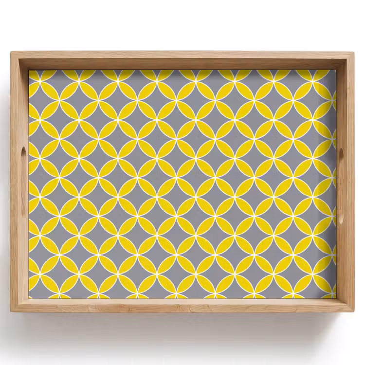Tablett - Geometrisch – Kreise – Modern – Grau – Gelb — 1