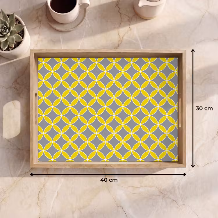 Tablett - Geometrisch – Kreise – Modern – Grau – Gelb — 7