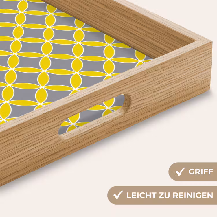 Tablett - Geometrisch – Kreise – Modern – Grau – Gelb — 8
