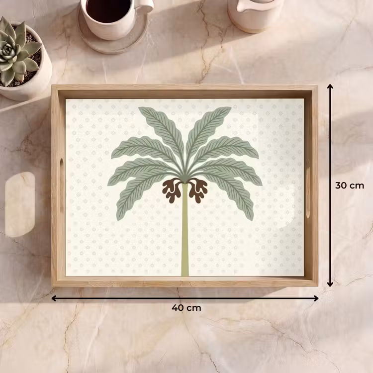 Tablett - Baum – Blätter – Grün – Dekorativ – Beige — 7