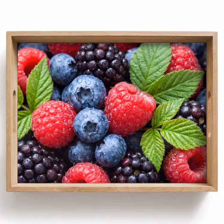 Tablett - Beeren – Frisch – Wassertropfen – Bunt – Essen — 1
