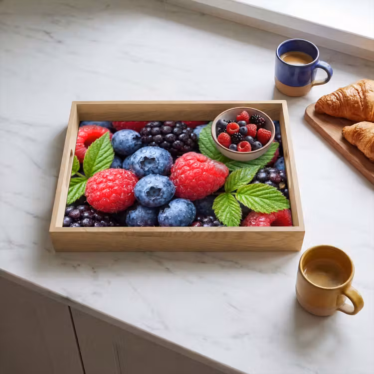 Tablett - Beeren – Frisch – Wassertropfen – Bunt – Essen — 3