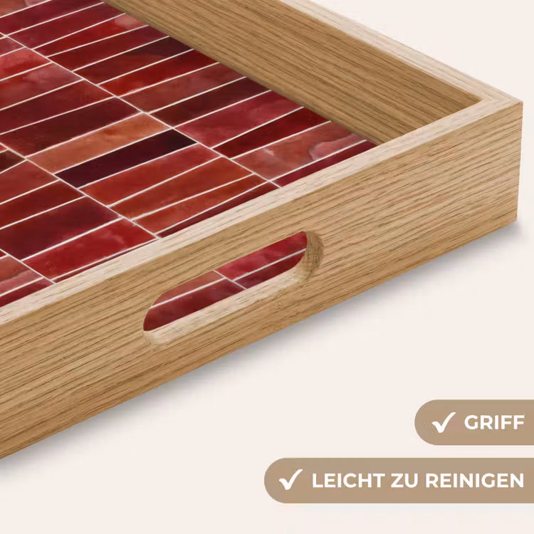 Tablett - Fliesen – Modern – Struktur – Tiefrot — 8