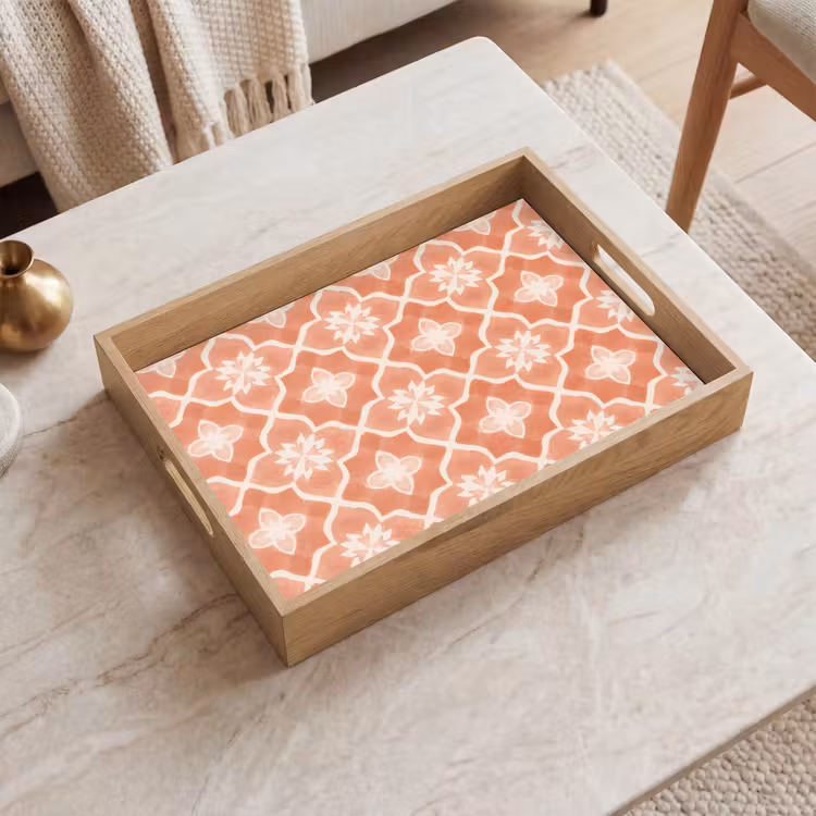 Tablett - Fliesenmuster – Arabeske – Vintage – Terrakotta — 2