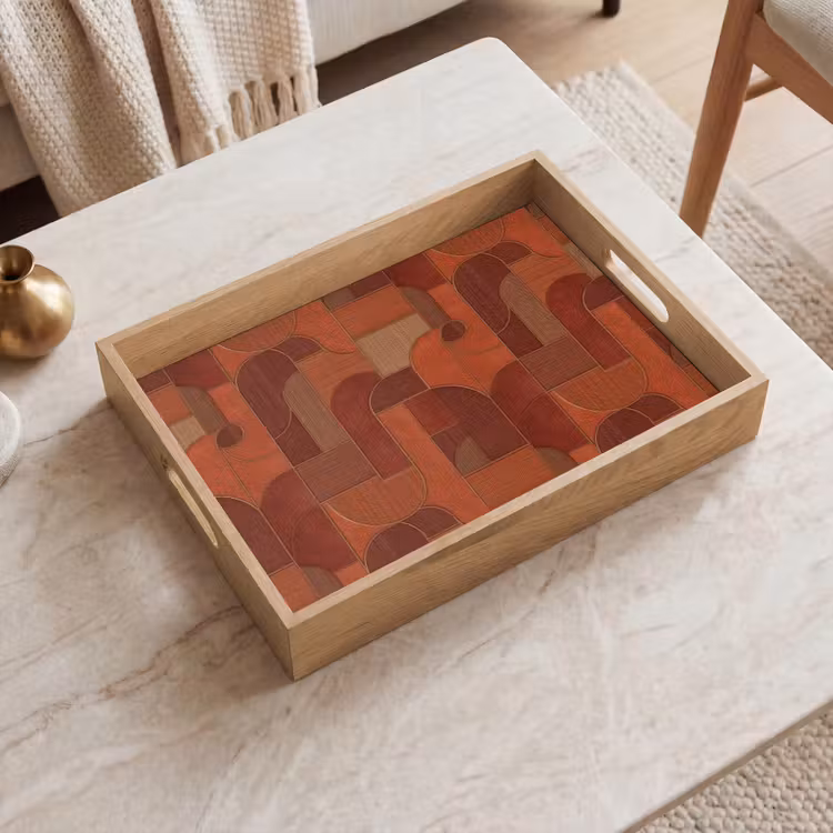 Tablett - Geometrisch – Abstrakt – Struktur – Braun — 2