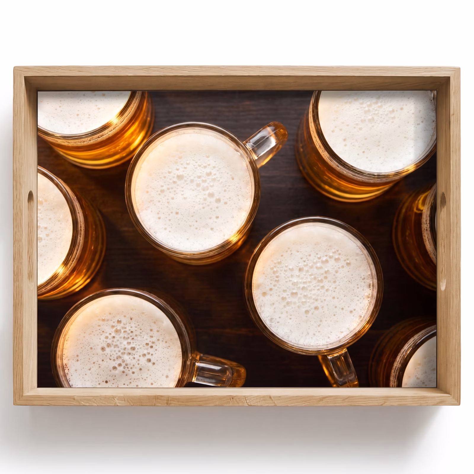 Tablett - Bier – Gläser – Schaum – Holz – Getränke — 1