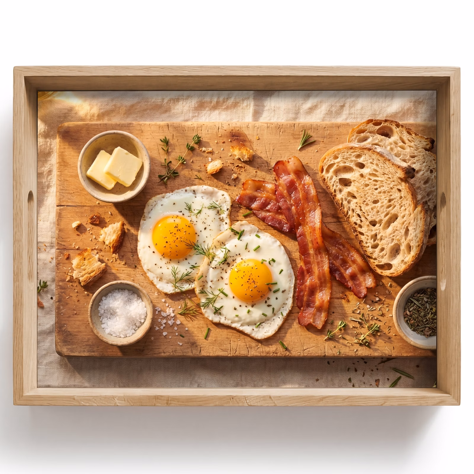 Tablett - Essen – Frühstück – Holz – Rustikal – Gelb — 1