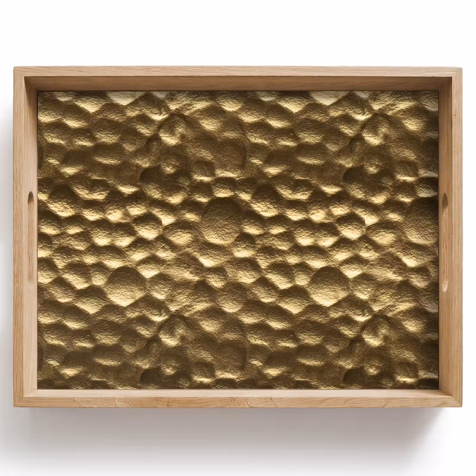 Tablett - Gehämmert – Relief – Struktur – Bronzegold — 1