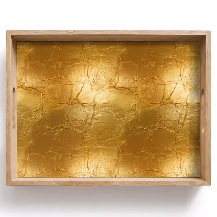 Tablett - Blattgold – Vintage – Struktur – Warmes Gold — 1