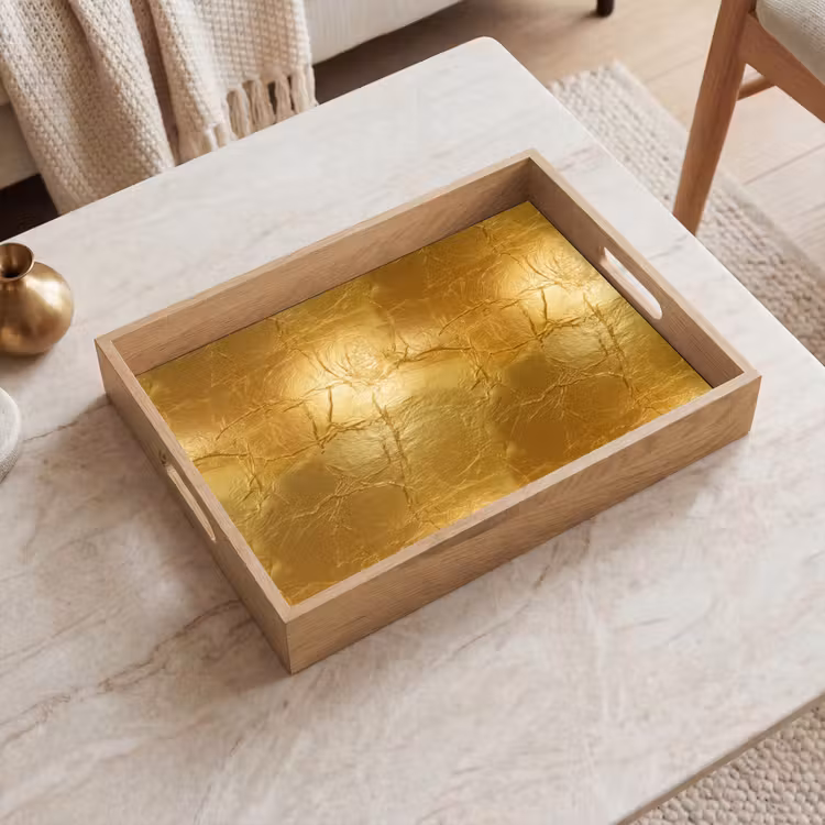 Tablett - Blattgold – Vintage – Struktur – Warmes Gold — 2
