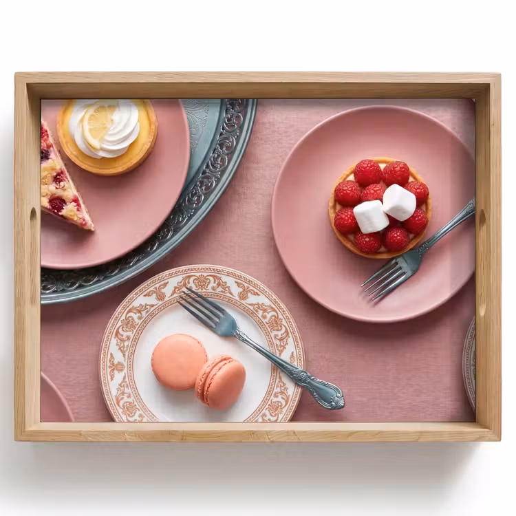 Tablett - Dessert – Torte – Gebäck – Süßes – Rosa — 1