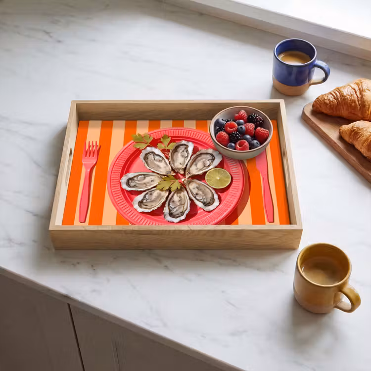 Tablett - Essen – Austern – Meeresfrüchte – Orange – Modern — 3